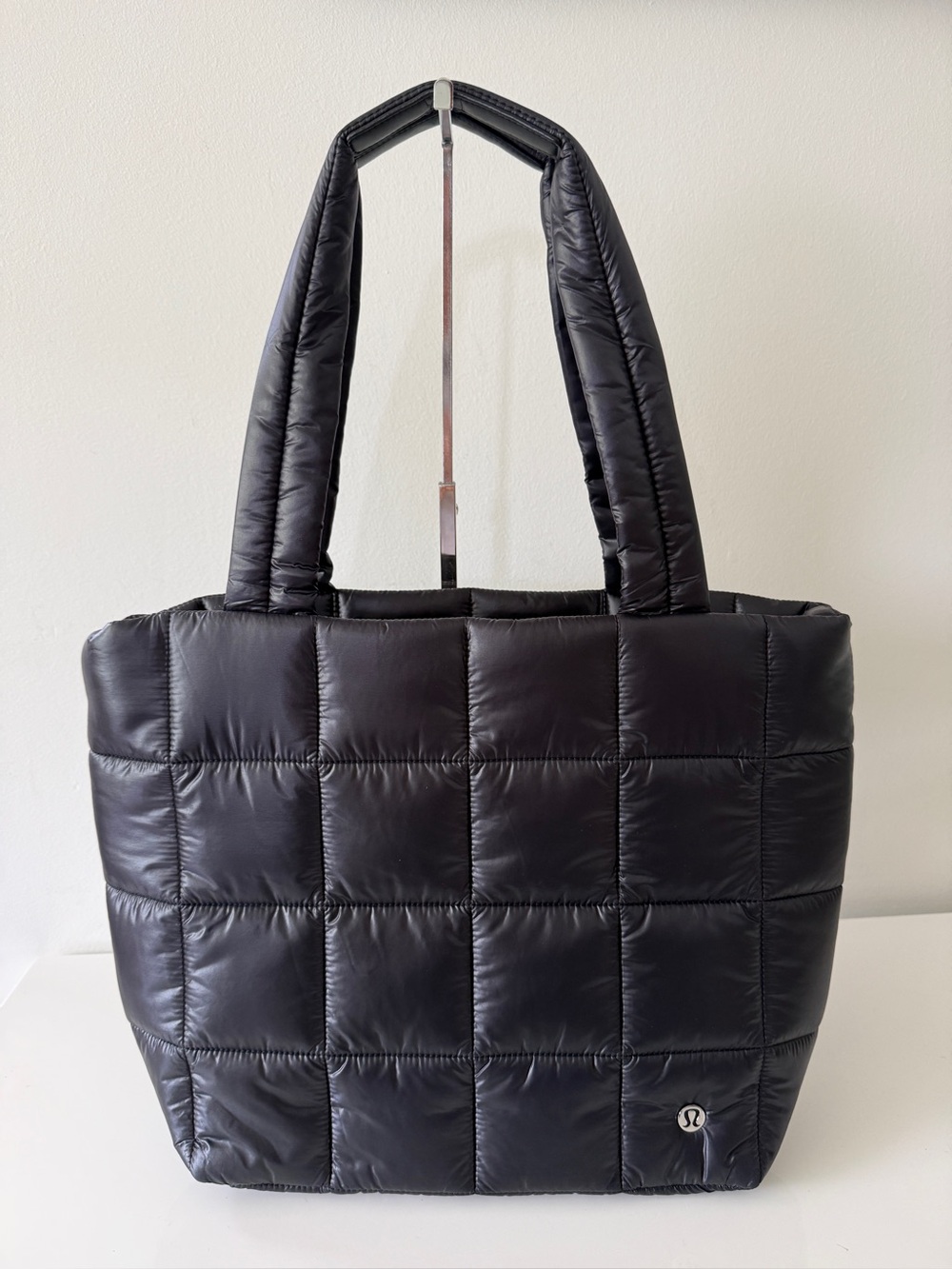LULULEMON Quilted Grid Tote Wunder Puff Purse Bag 12L, Black
